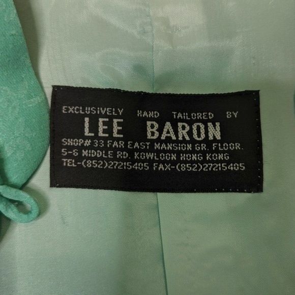 Vtg Lee Baron Jacquard Silk Cheongsam Qipao Bespoke Short Sleeve Skirt Set - Picture 7 of 12